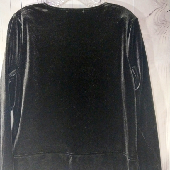 Lauren Ralph Lauren Tunic Velvet Top Black Stretch Keyhole Droptail Size L - Picture 12 of 12